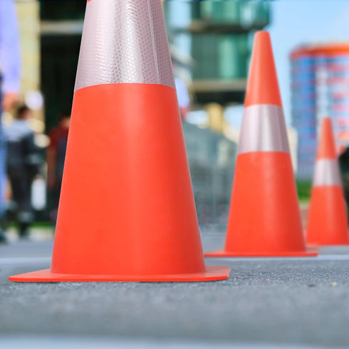 18 Inch 4 Pack Traffic Safety Cones with Reflective Collars,Orange Hazard Caution Cone Road Street Parking Cone