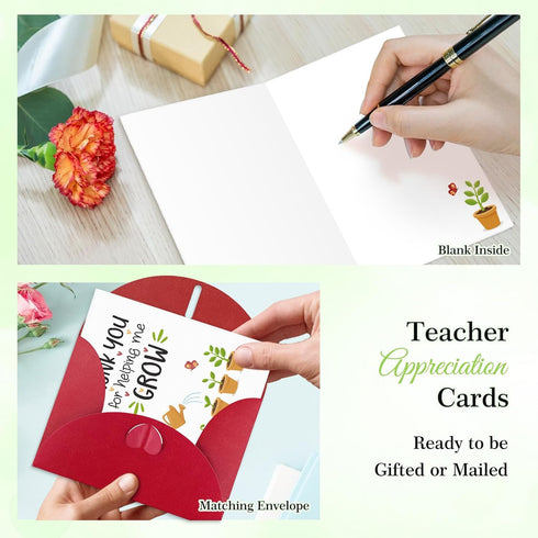 8x5.5, FaCraft Teacher Appreciation Cards - Thank You Cards for Teacher with Envelopes, Large Thank You for Helping Me