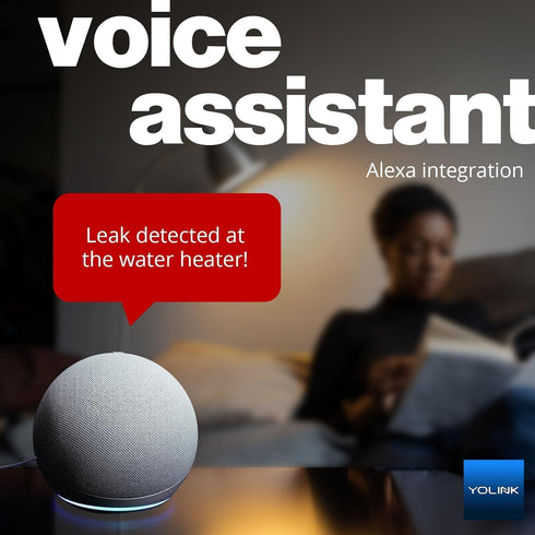 YoLink Water Leak Detector 4 with 105dB Audio Alarm, Freeze Warning, App Push, Email Alerts - Smart Water Sensor Alarm