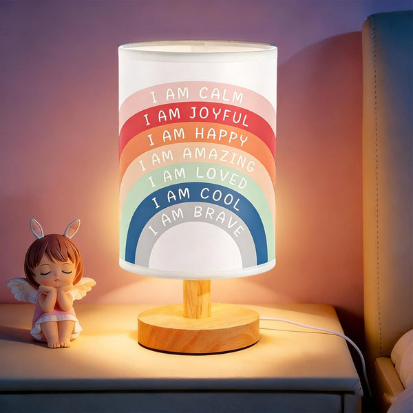 Lonfliness Boho Kids Table Lamp Rainbow Bedside Lamp Bedroom LED Night Light