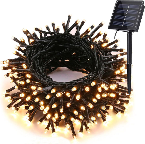 iShabao Solar String Lights Outdoor, 33ft 100 LED Waterproof Fairy Lights for Garden and Party