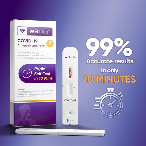 Covid-19 1 10 WELLlife Antigen Home Test, Covid Home Test Test FDA Authorized with Minute Results, Easy to use & No