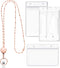 Zonon Retractable Badge Reel Lanyard with ID Holder for Women - Stainless Steel Necklace with 3 Name Badge Clips