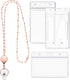 Zonon Retractable Badge Reel Lanyard with ID Holder for Women - Stainless Steel Necklace with 3 Name Badge Clips