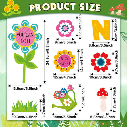 Funrous 90 Pcs Never Stop Growing Bulletin Board Decorations Summer Spring Classroom Theme Decor Positive Bulletin Board Set Flower Cutouts Inspirational for Teacher School Office Chalkboard Supplies by Funrous