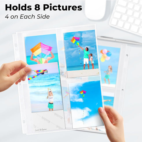 Dunwell Photo Sleeves for 3-Ring Binder, (3.5x5, 10 Pack) for 80 Pictures, Acid-Free Poly Plastic Album Refill Pages