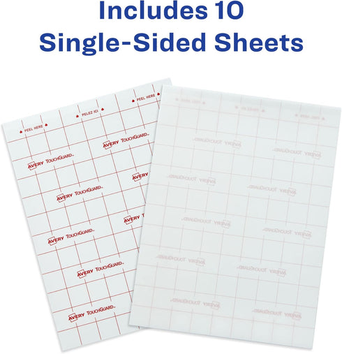 Avery TouchGuard Film, Laminating Sheets with Built-in Properties to Protect, 9" x 12", 10 Sheets (73606)