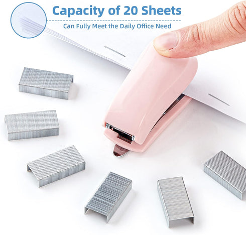 Stapler, 20-50 Sheets Capacity with Staples and Staple Remover Set, Desk Stapler Office Staplers (Pink, 20 Sheet)