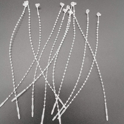 Pack of 1000pcs Snap Lock 5" Pin Adjustable Security Beaded Loop Tie Plastic Paper Price Tag Fasteners - White
