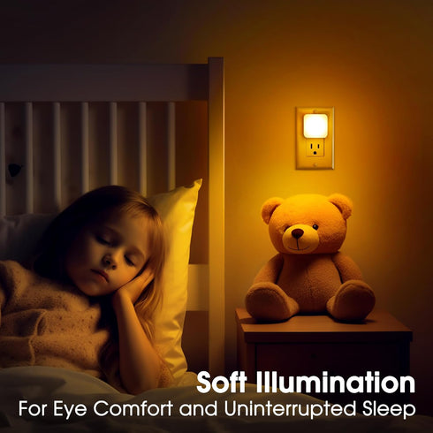 0.3W 2 Pack Amber Night Lights Plug into Wall, Nightlights With Light Sensor Dusk to Dawn, Square Plug in Night Light