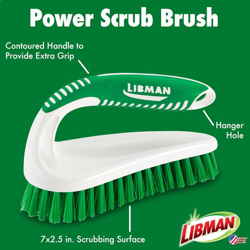 Libman Scrub Brush Kit Three Durable Brushes for Grout, Tile, Bathroom, Kitchen, Family Made in the USA