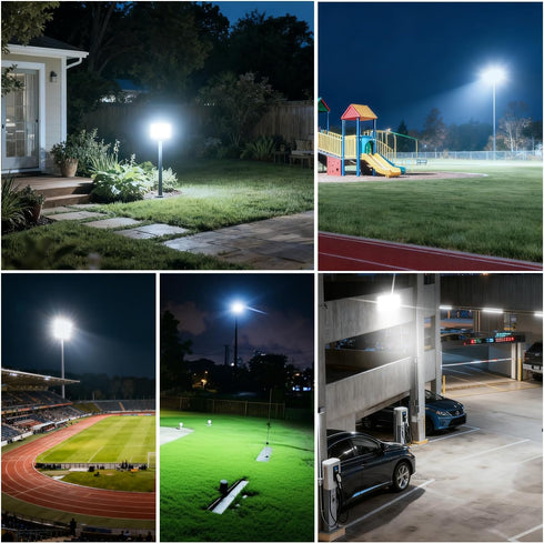 100W 15000lm 5000K IP65 2 Pack AC100-120V Flood Lights Outdoor, Bright LED Work Light with Plug, Daylight White Outdoor