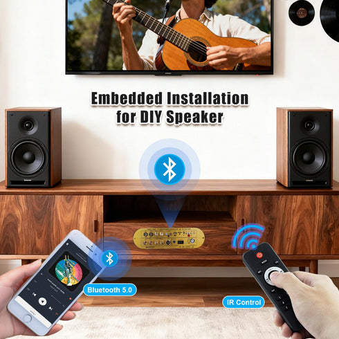 Hosyond D900 2.1 50W2 100W Channel Bluetooth Receiver Amplifier + Subwoofer, Hi-Res Audio Class D Amp with USB/AUX/USB