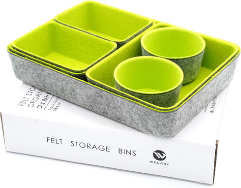 Welaxy Drawer Organizers Bins Felt Trays, Desk Storage Bins Dividers for Office Supplies, Closet Cabinet, Socks, Makeup