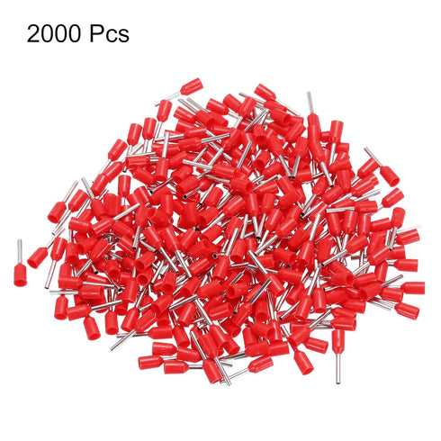 uxcell 2000 Pcs Insulated Ferrule Wire Connector, Electrical Crimp Terminal 22 AWG for Electrical Projects, Red