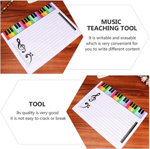 Beavorty 1Pcs Dry Erase Music Staff White Board for Musical Notes Practice, Whiteboard Supply for Students.