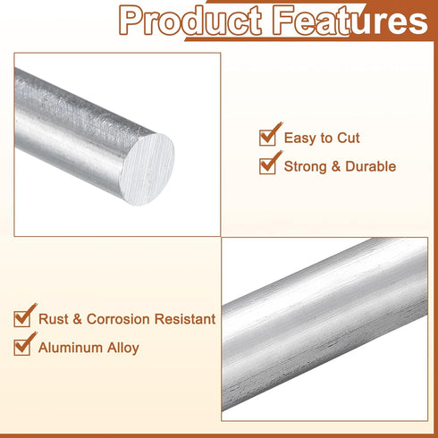 uxcell 12Pcs 1/4"(6mm) Dia 12"(305mm) Long 6061 Aluminum Round Rod Solid Lathe Bar Stock for Industry DIY Crafts