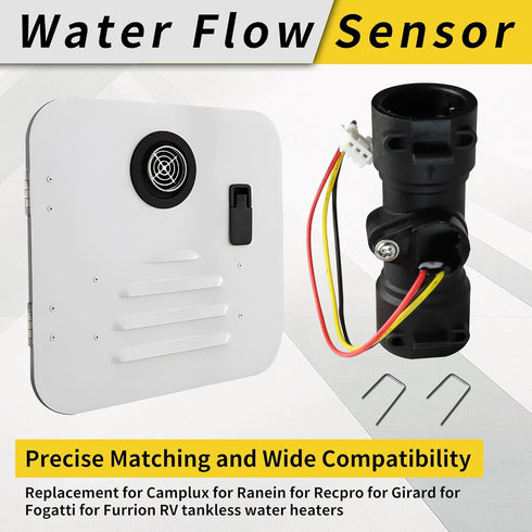 Water Flow Sensor Replacement For Gas tankless Water Heater and CAMPLUX Ranein Recpro Girard FOGATTI Furrion RV Water