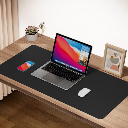 Boutilon (XXXL-Black,47"x 24") Leather Desk Pad Protector,Non-Slip Mouse Pad,Laptop Desk Pad,Office Mouse