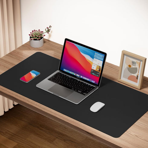 Boutilon (S-Black,24"x 14") Leather Desk Pad Protector,Non-Slip Mouse Pad,Laptop Desk Pad,Office Mouse Mat,Waterproof