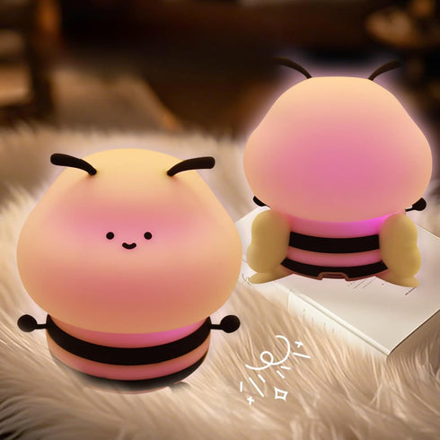 YSCYQ 3 Changing,7colors Bee Night Light For Kids, Squishy Lamp, Animal Night Light, Levels Of Brightness,Kids Lamp