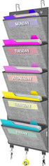 homyfort Over the Door Hanging File Organizer, Weekly File Folders for Mail, Magazine, Notebooks, 5 Large Pockets