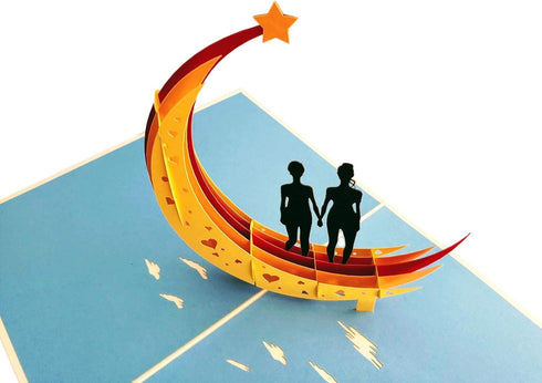 iGifts And Cards Love You To The Moon And Back Lesbian Couple 3D Pop Up Greeting Card for Valentine's Day, Wedding,