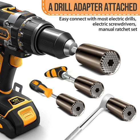 Set Stocking Stuffers for Men Adults Tools, Super Universal Socket Gifts for Men Grip Socket with Power Drill Adapter