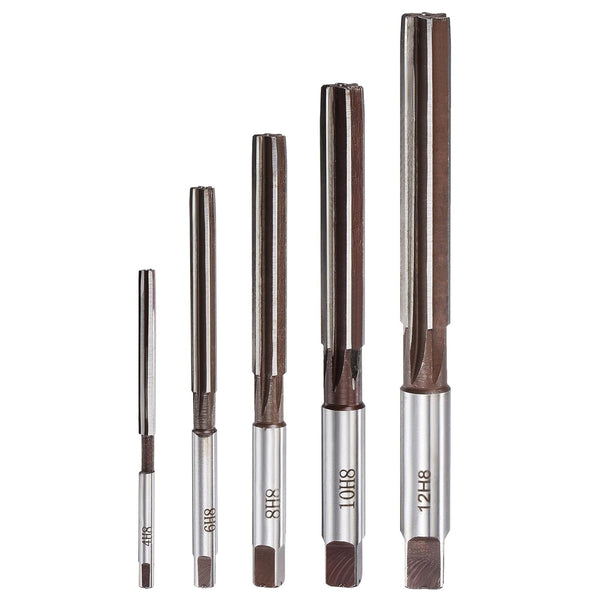 uxcell Hand Reamers Set, 5pcs 4mm to 12mm H8 Accuracy Alloy Tool Steel Milling Cutter