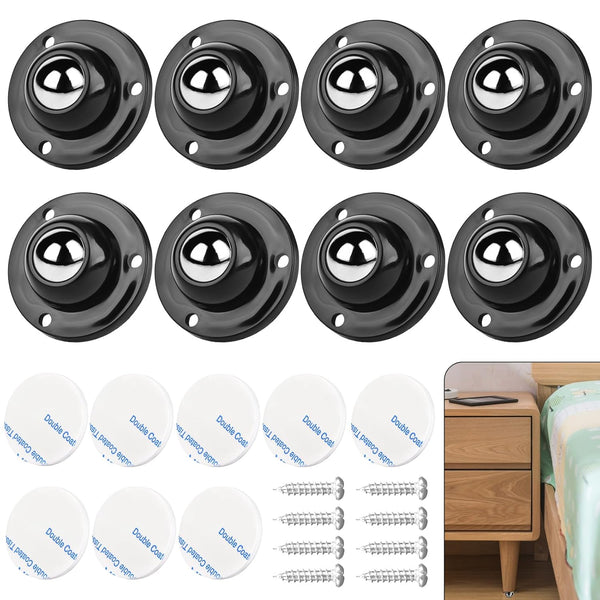8 Pcs Mini Adhesive Caster Wheels, 3/4 inch Stainless Steel Small Casters for Kitchen Appliance, 55 LBS Capacity