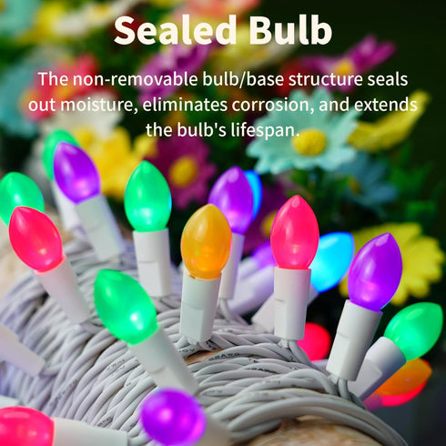 50 17FT BOHON Easter Lights String LED Multi Color Christmas Lights White Wire Pastel String Lights Plug in for Bedroom