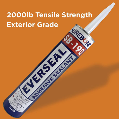 SureBond SB190 Industrial-Strength, Exterior Grade, Clear Adhesive for Roof Snow Guards, Heat Cable Roof Clips, Roof Accessories, and General Construction Applications, 2,000 PSI Tensile Strength