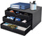 PU Leather Desk Organizer with 3 Drawers, Black Executive Office Supplies Desktop Filing A4 File Cabinet for
