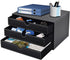 PU Leather Desk Organizer with 3 Drawers, Black Executive Office Supplies Desktop Filing A4 File Cabinet for