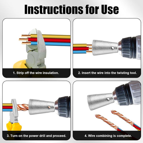 2 Pcs Twister Wire Connectors, Drill Wire Twisting Tool for Quick Stripping and Nut Twisting