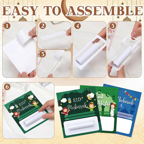 Trandraft 24 Sets 24 24 Eid Mubarak Money Holder Eid Kid Gifts Pcs Eid Mubarak Ramadan Greeting Card Pcs Plastic DIY
