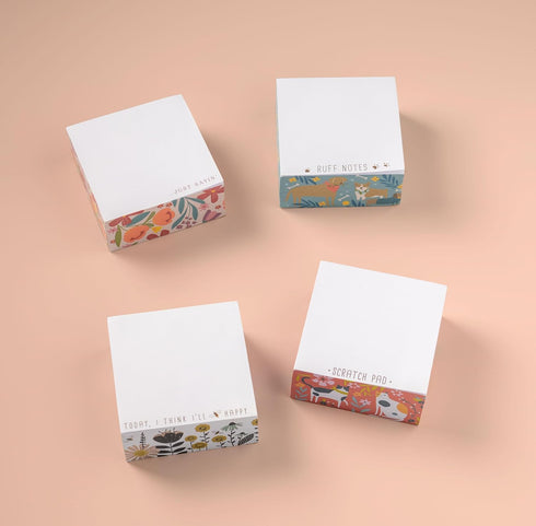 Karma Block Notepad, 500 Sheet Memo Paper Cube, Non-Sticky Memo Pad Cube for Office and Home, Sunset Floral