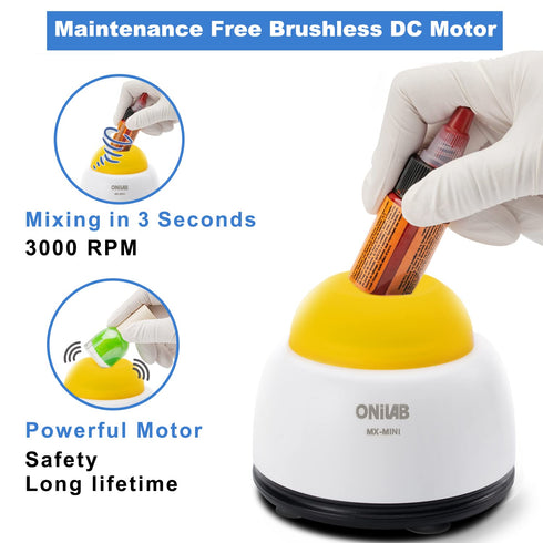 ONiLAB Mini Vortex Mixer with Touch Function - Lab Mixing for Nail Polish, Tattoo Ink, Eyelash Adhesives, Yellow
