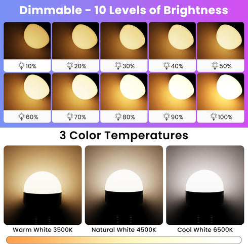 Bulb 8W 600LM E26 Dimmable Bulbs 3 15 Bulbs 2 Pack SCOPOW Rechargeable Light with Remote - Rechargeable Light Control