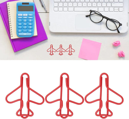 Office Paper Clips - Airplane Shaped for Scrapbooking, Plating Process, Red