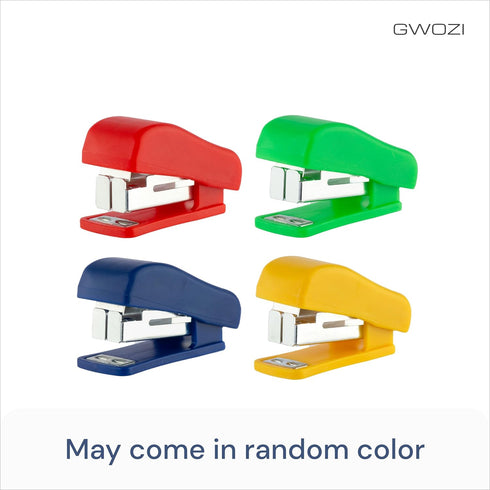 Mini Staplers for Desk - Hand Held Small Staplers Set - Compact Office Stapler - Cute Tiny Desk Stapler, Opens Flat, 4 Pcs by GWOZI