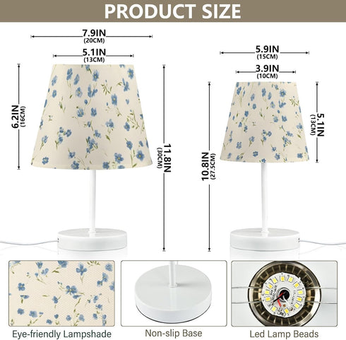 3 ALAZA Bedside Lamp French Blue Flower Wildflowers Table Lamp for Bedroom Desk Lamp with USB Port LED Nightstand Color