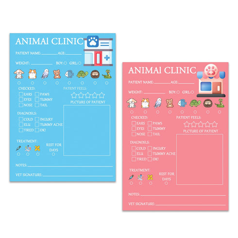 FENGHERUIA Veterinarian Play Notepad for Boys and Girls Pretend Vet Animal Clinic