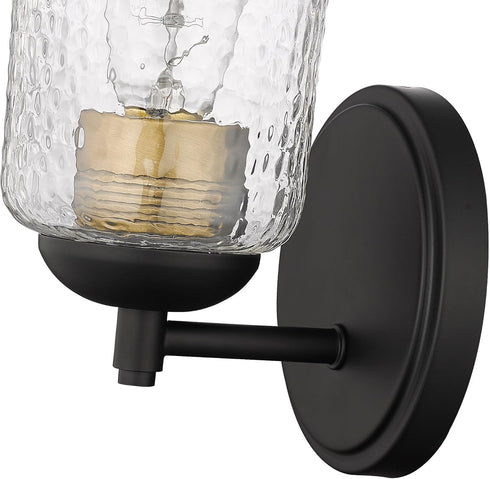ML 10101-MB 1 Lighting | Abilene Collection | | Light Wall Sconce in Matte Black Finish with Clear Chiseled Glass Shade