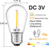 LED S14 Low Voltage (DC 3V) Replacement Bulbs, E26 Base, 15 Pack, Clear for Outdoor Solar String Lights