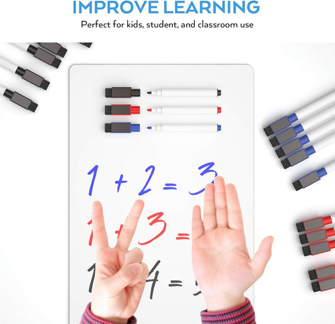 Nicpro 6 Pack Dry Erase Lap Board, Kid Double Sided Small Whiteboard 9 x 12 inches with 18 Pens, 6 Erasers for
