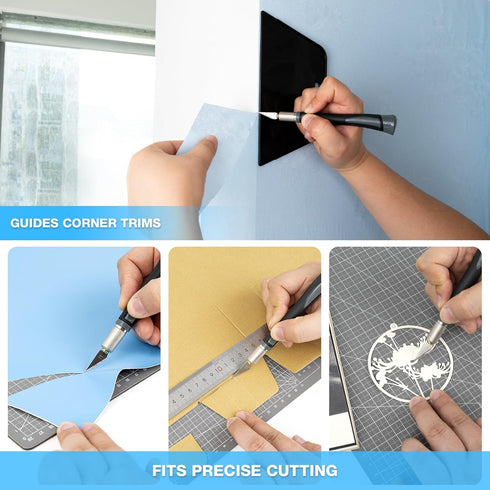 Gomake Wallpaper Smoothing Tool Kit, Wallpaper Brush with Felt Squeegee and Craft Precision Knife for Peel and Stick