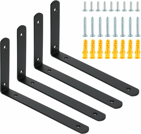 Alise Floating Shelf Brackets,Black Bracket for Shelves Heavy Duty L Wall Bracket