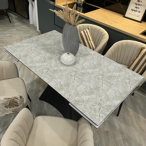 Erfoni Gray Glossy Marble Wallpaper, Peel and Stick Contact Paper for Kitchen Cabinets, 15.8"x118.1"