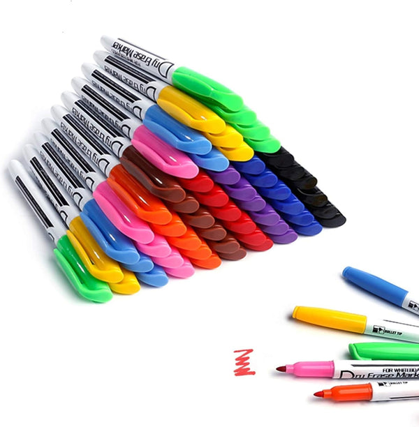 Volcanics Dry Erase Markers Bulk Pack, 60 Low Odor Fine Whiteboard Markers, 10 Assorted Colors